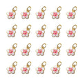 Xeahung 20 Pcs Double Sided Flower Charms Bulk for Jewelry Making Gold Flower Pendant for Bracelet Necklace Earrings Keychain DIY Crafts Crafting Christmas Birthday Gifts - color: White