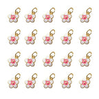 Xeahung 20 Pcs Double Sided Flower Charms Bulk for Jewelry Making Gold Flower Pendant for Bracelet Necklace Earrings Keychain DIY Crafts Crafting Christmas Birthday Gifts - color: White