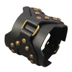 GelConnie Leather Cuff Bracelet Punk Braided Bracelets Rock Leather Wristbands Faux Mens Leather Bracelet Gothic Viking Bangle Adjustable Wrap Bracelet for Women,Men - color: Leather Wide Band Bracelet
