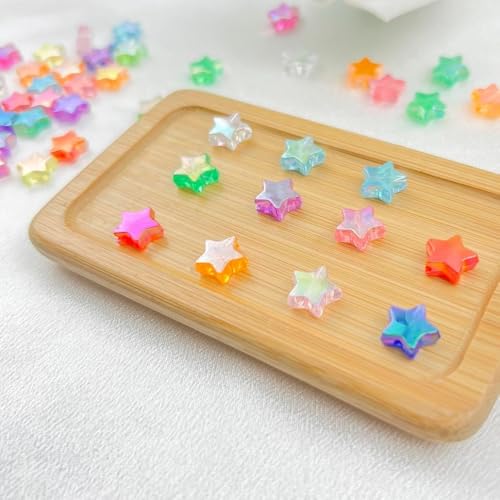 450 PCS Acrylic Star Shape Beads AB Colors Loose Pony Spacer Beads with Hole for Jewelry Making Necklace Earring Key Chains DIY Projects(Royal Blue AB) - color: Royal Blue AB