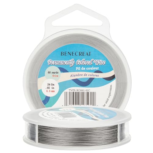 BENECREAT 180-Feet 0.02inch (0.5mm) 7-Strand Bead String Wire Nylon Coated Stainless Steel Wire for Necklace Bracelet Beading Craft Work - color: Lightgrey, size: 0.5mm - 7 Strands