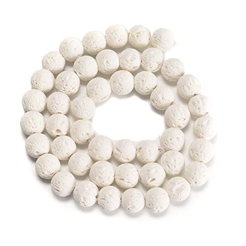 6mm White Lava Round Chakra Beads Natural Gematone Loose Beads for Jewelry Making DIY 1 Strand 15" - color: White Lava, size: 6mm