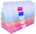 Lawei 15 Pack Plastic Jewelry Box - 15 Grid Organizer Storage Box with Adjustable Dividers Plastic Compartment Container for Bead Jewelry Craft Tackles