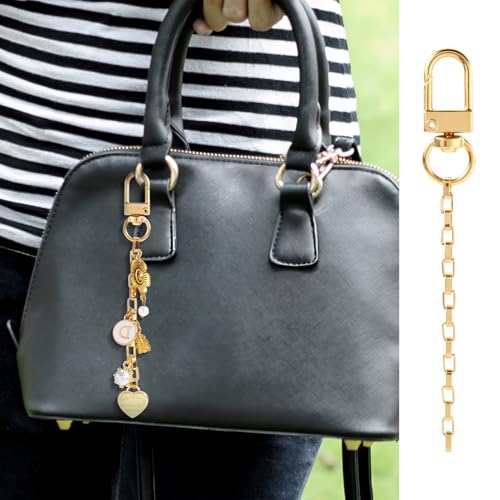 Hzopcw 20pcs Gold Keychain Making Kit, Key Ring Swivel Snap Hook Chains, Extender Keychain Bag Charm Kits for DIY Crafts Jewelry Making Handbag Purses- E1 Style - color: Gold-20pcs-E1 Style
