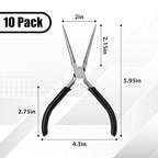 10 Pcs Mini Needle Nose Pliers Bulk, 6 Inch Precision Pliers Set with Extra Long Tips for Jewelry Making, Wire Wrapping, Small Object Gripping, DIY Project (Black) - color: Black