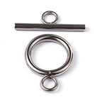 Craftdady 100 Sets Stainless Steel Round Toggle Clasps T Bar Closure Ring End Clasps for Bracelet Necklace Making - color: Stainless Steel Color, 16.5x12mm