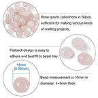 Fashewelry 50Pcs Natural Rose Quartz Cabochon Stone Half Round Beads 10mm Tiny Flat Back Gemstone Chakra Healing Crystal Cover Cabs for Jewelry Making - color: 3-Rose Quartz, size: 10x4~5mm