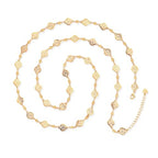 Aobei Pearl 18K Gold or Platinum Long Chain Necklace for Women Chunky Statement Chain Link Necklace Adjustable Geometric Open Chain Layering Jewelry - color: Gold Rhombus Flower Chain