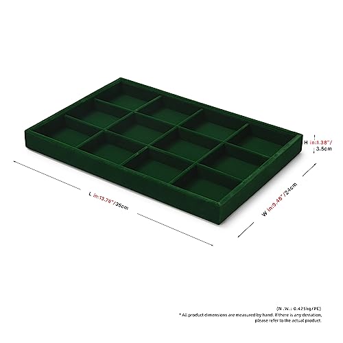 12 Grids Velvet Jewelry Tray Bracelet Trays Bangle Holder for Bracelet Bangle Earring Ring Display Storage (Green) - size: 12 Grid