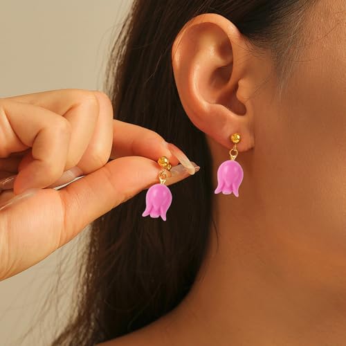100Pcs Tulip Focal Beads for Pens Colorful Flower Fancy Spacer Beads for DIY Craft Beadable Pens Keychains Bracelet Necklace Earrings - color: Tulip
