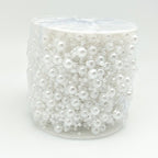 FQTANJU 200 Ft Acrylic Crystal Beads String Roll, 8mm and 3mm Mixed, Party Garland Wedding Centerpieces Bridal Bouquet Crafts Decoration 60M(White) - color: White