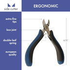 The Beadsmith Ergonomic Side Cutter Tool – 5 inches (127mm) – Comfortable Ergonomic Grip, Double-Leaf Springs & Polished Steel Head – Extra-Fine Tips Precision to Medium Level Work - style: Side Cutter
