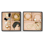Glenor Co Jewelry Organizer Tray - Set of 2 - Stackable 6 Slots Jewelry Storage Trays - Display on Dresser or Drawer - Compatible with Other Trays - Black - size: Square - 3 Slot x 2