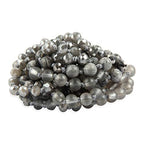Bead Strand Versatile 60" Long Wrap Necklace - Handmade Knotted Multi Layer Sparkly Crystal, Semi Precious Natural Stone, Lava, Glass Faux Pearl - color: Natural Stone & Sparkly Bead Mix - Gray