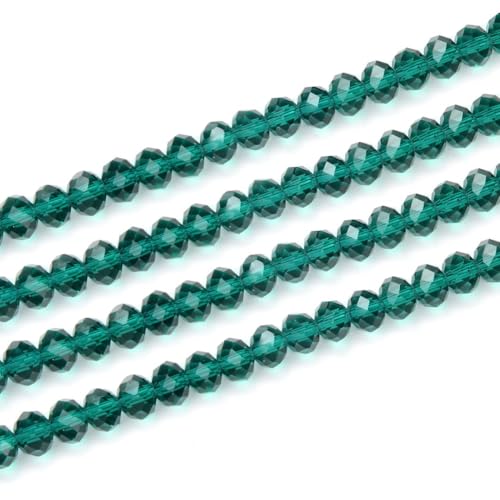 500pcs Czech Faceted Rondelle Crystal Glass Loose Beads 4mm Small Tiny Spacer Bulk Emerald Green for DIY Craft Jewelry Making CCR424 - color: Emerald Green, size: 4mm (0.16") - 500pcs