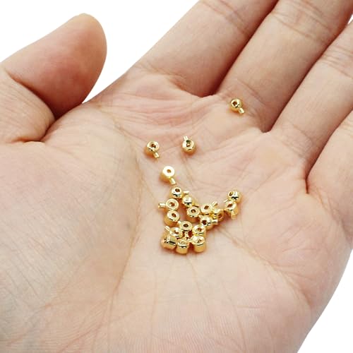 20Pcs Gold Plated Brass Rondelle Spacer Beads 3mm for DIY Bracelet Necklace Jewelry Making - color: Gold