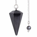 Justinstones Natural Hematite Gemstone Rock Crystal Hexagonal Pointed Reiki Chakra Pendant Pendulum - color: Hematite