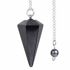 Justinstones Natural Hematite Gemstone Rock Crystal Hexagonal Pointed Reiki Chakra Pendant Pendulum - color: Hematite