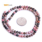 GEM-Inside 4mm Natural Stone Black Rhodonite Frosted Matte Unpolished Round Beads for Jewelry Making Strand 15 inch - color: Black Rhodonite, size: 4mm