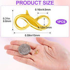 Pndeyo 925 Sterling Silver Lobster Claw Clasps, Double Opening Necklace Bracelet Extender, Jewelry Clasps and Closures for Necklace Bracelet Anklet Pendant Keychain DIY Craft Making- Gold - color: Gold-1pc-0.59"×0.31"