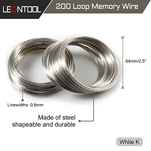 5.5 Inch Memory Wire Cutter Kit - 200 White K Memory Wire Loops for Jewelry Making - color: White K