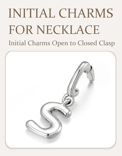 OVRUNS Initial Charm for Women,Letter Bracelet Necklace Charms Alphabet Pendant Charms With Clasp - color: Silver, style: Letter S