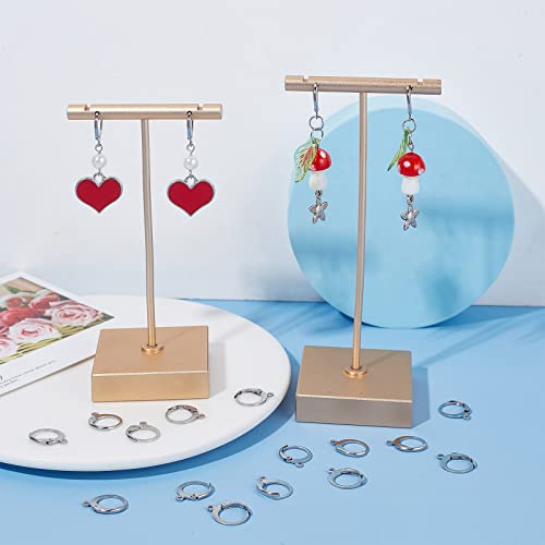 SUNNYCLUE 1 Box 80Pcs Huggie Hoop 15mm Round Leverback Earring Hooks Stainless Steel Lever Backs Hinged Huggie Hoops with Loops Earwires Leverbacks Ear Wires for Jewelry Making DIY Earrings Findings - color: 80pcs Stainless Steel Round Leverbacks