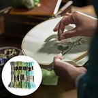 12 Skeins 105 Yards Green Embroidery Thread Variegated Cross Stitch Floss Bulk 6 Ply Polyester Yarn Colorful Friendship Bracelet String for Sewing Making Needlecraft Knitting Stitching DIY - color: Forest Green