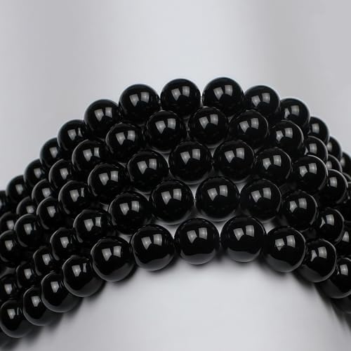 MJDCB Natural Stone Bead Black Onyx Gemstone Loose Beads for Jewelry Making Bracelet Necklace 12mm - color: Black Agate, size: 12mm