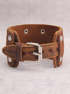 GelConnie Leather Cuff Bracelet Punk Braided Bracelets Rock Leather Wristbands Faux Mens Leather Bracelet Gothic Viking Bangle Adjustable Wrap Bracelet for Women,Men - color: Brown Leather Cuff