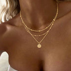 Layered Necklaces for Women, Dainty 14K Gold Plated Circle Peadant Chain Necklace Set Simple Paperclip Stacked Necklaces for Women Trendy Gold Jewelry - color: set2