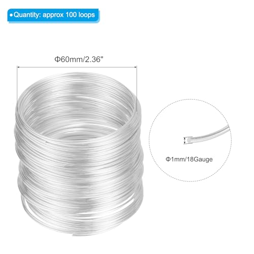 PATIKIL 100 Loops Memory Wire, 1pcs 1mm 18 Gauge Jewelry Wire Craft Wire Memory Steel Wire for Jewelry Making Bracelets Beading DIY Crafts, Silvery - color: Silvery