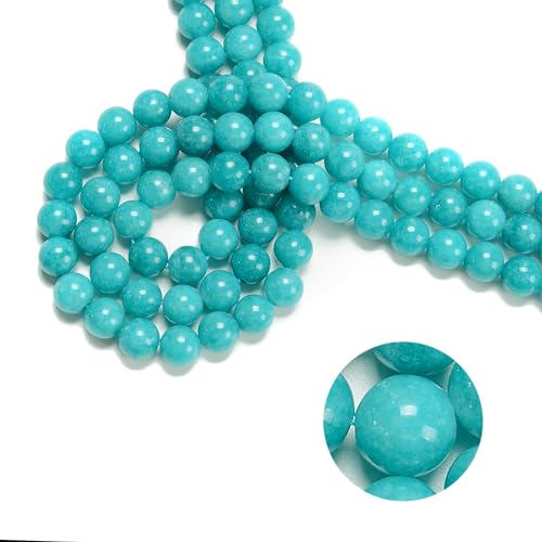 94Pcs (2Pcs/Set) 8mm Teal Blue Jade Smooth Round Beads Natural Stone Beads AAA Grade Premium Round Gemstone Genuine Real Stone Loose for DIY Bracelet Jewelry String Making