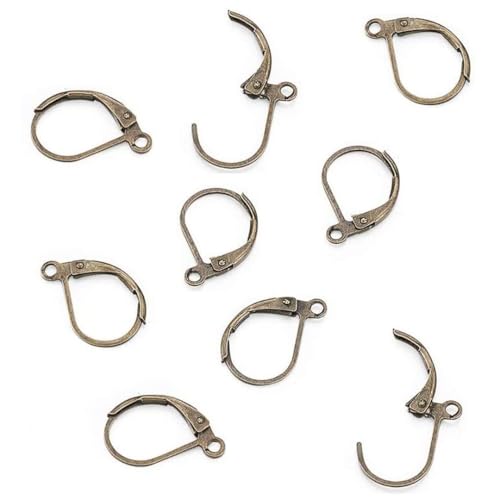Adabele 100pcs Hypoallergenic Earring Hooks Leverback Ear Wire 17mm Long Antique Bronze Plated Brass for DIY Craft Earrings Jewelry Making CF194-4 - color: Antique Bronze, size: 17mm (100pcs)