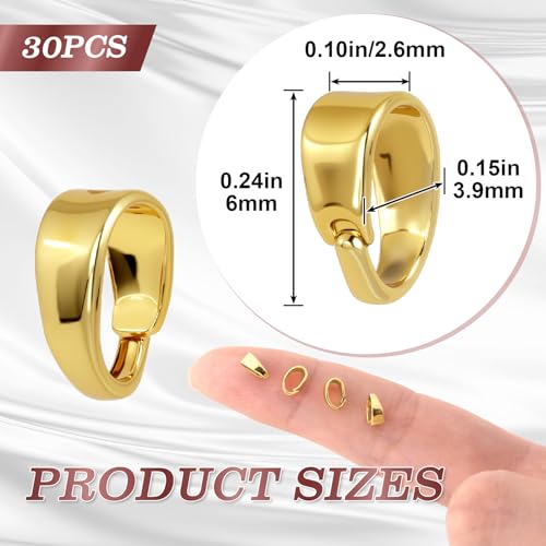 30 Pcs Necklace Pendant Clasp, Metal Charm Clasp Pinch Bails for Pendants with Groove Design, Snap On Jewelry Clasps Connectors Pendant Bails for Jewelry Making Bracelets - 3.9x6mm, Gold