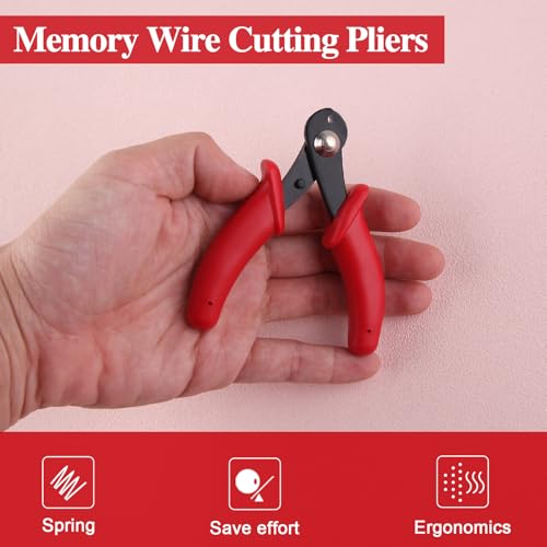 3" Memory Wire Cutting Pliers with Spring Miniature Hard Steel Wire Cutting Jewelry Wire Cutters Bracelet Pliers Jewelry Making Crafting Beading DIY Shear Beading Hobby Work Tool - style: 3"