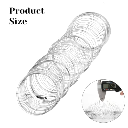 Jeffdad 100 Loop Memory Steel Wire Beading & Jewelry Making Wrapping Stones Necklace & Cable Bracelet (Silver, 100) - size: Silver