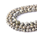 Natural Stone 6mm Dalmatian Smooth Round Loose Beads Energy Gemstone DIY for Jewelry Making Bracelet Necklace 1 Strand 15" - color: Dalmatian, size: 6mm