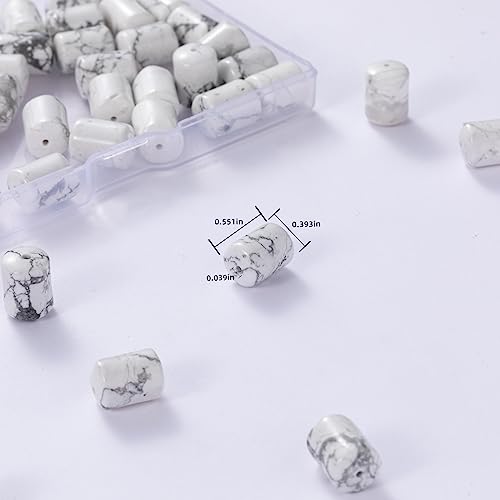 Natural White Turquoise Cylinder Tube Beads 10x14mm 38cm/str Loose Semi Gemstone Stone Beads for Making Bracelets Necklace - color: White Turquoise
