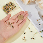 DICOSMETIC 120Pcs 12 Styles Gemstone Connector Charm 4mm Round Stone Link Charms Natural Quartz Crystal Charms Stone Pendants with Double Loops for DIY Bracelet Necklace Jewelry Making, Hole: 2.3mm