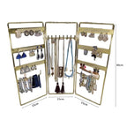 Jewelry Holder, Jewelry Organizer, folding 3 piece Jewelry Display Stand with Metal Frame, Necklace Earring Bracelet Holder, for Studs, Rings, Gift Idea, Gold, Silver, Black Color (GOLD) - color: GOLD