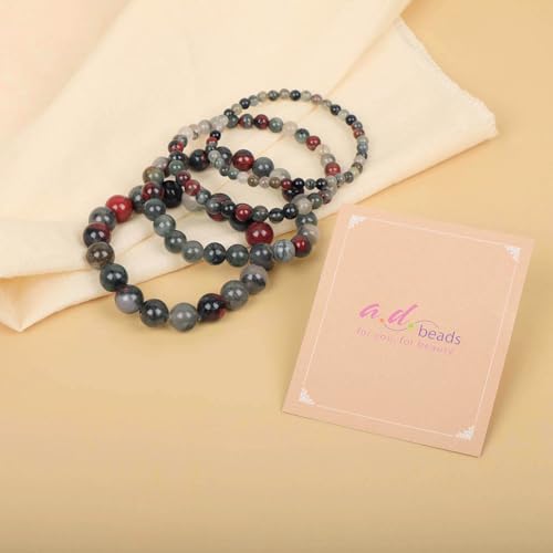 AD Beads Handmade Gemstone Stretch Elastic Bracelet Crystal Healing Reiki Nature's Beauty and Spiritual Essence Unisex - color: African Bloodstone (Strengthen the Body), size: 6mm