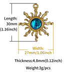 Sun Star Charms Baroque Boho Crystal Gold Plated Resin Gypsy Pendant Alloy for Jewelry Making DIY Craft Bracelet Necklace Earring - color: Sun-Blue-28Pcs