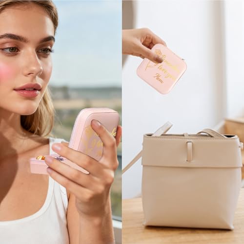 Mom Gifts Remember I Love You Mom Pink Jewelry Box Valentines Christmas Mothers Day Gifts for Moms from Daughter Son Kids Easter Birthday Gift for Moms PU Leather Portable Travel Jewelry Case - color: mom1 remember