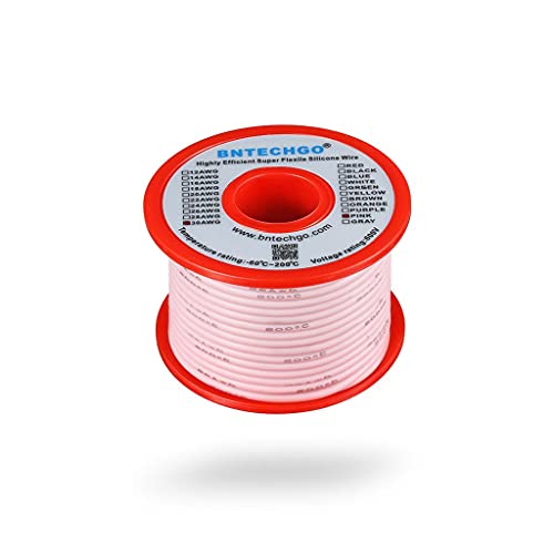 BNTECHGO 30 Gauge Silicone Wire Spool 50 ft Pink Flexible 30 AWG Stranded Tinned Copper Wire - size: 30 gauge silicone wire 50ft, style: Pink