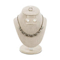 MOOCA Linen Covered Wood Jewelry Display Necklace Chain Jewelry Bust Stand, Necklace Display Mannequin Bust, 8 7/8" in Height, Tan Linen - color: Tan Linen
