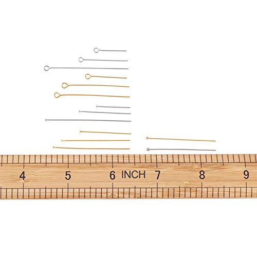 Craftdady 640Pcs Stainless Steel Open Eyepins Flat Headpins Ball Head Pins 2 Colors Metal Wire Needle Pin Set for Earring Pendant Jewelry Necklace Bracelet Making, 21 Gauge - color: 2 Colors, Mixed Pins