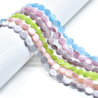 33pcs 12mm Mixed Colors Cat's Eye Coin Stone Loose Gemstone Beads Semi-Precious Craft Supplies for DIY Jewelry Making - color: Coin12mm Mixed Colors