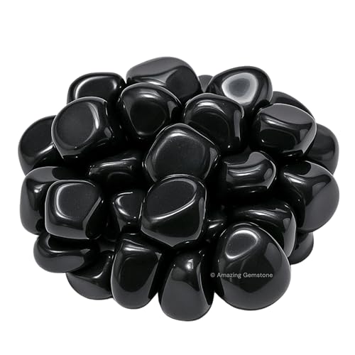 Amazing Gemstone Black Obsidian Crystal Tumbled Stones Polished Rocks - Natural Gem Stones for Healing - DIY Crystals for Protection (1 Piece) - color: Black Obsidian