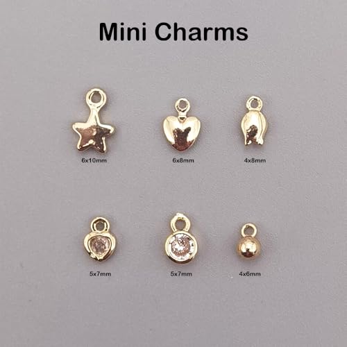 INSPIRELLE 60pcs Crystal Mini Charm Gold Plated Long-Lasting Cute Pendants for Jewerly Bracelet Necklace Making